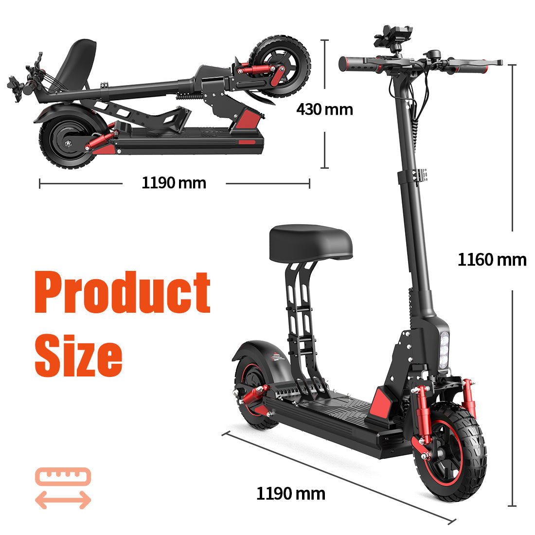 C1 Pro Folding Electric Scooter: Adjustable, Powerful Motor, Triple Shock, Long Range Seat