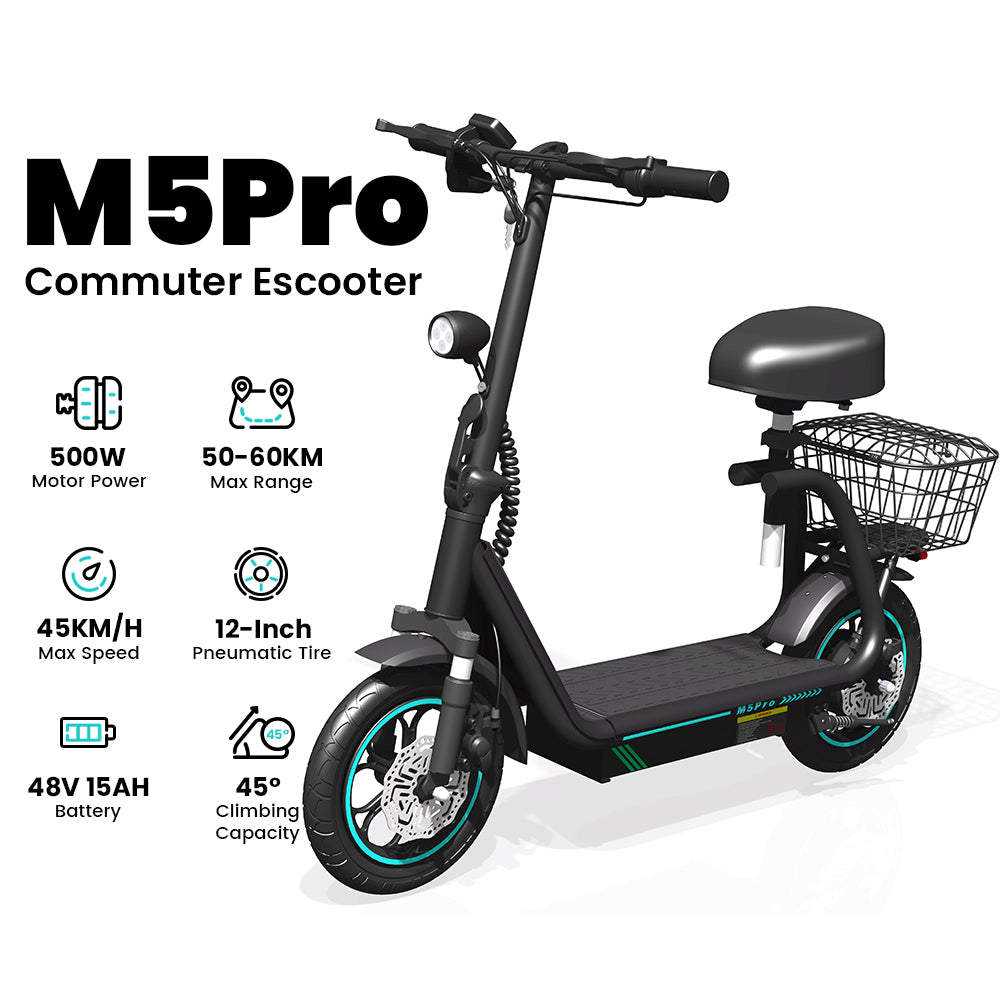 C1 Pro Folding Electric Scooter: Adjustable, Powerful Motor, Triple Shock, Long Range Seat