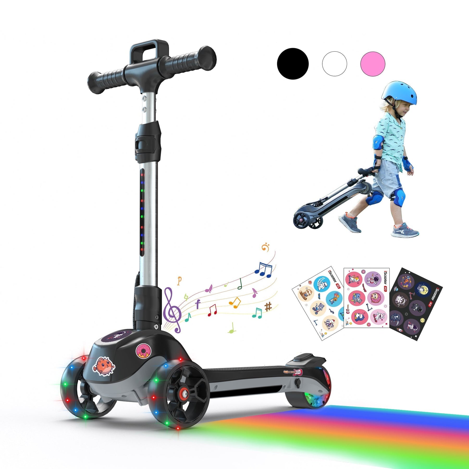iScooter iK2 Kids Electric Scooter: Adjustable Height, Glowing Wheels, Foldable Fun