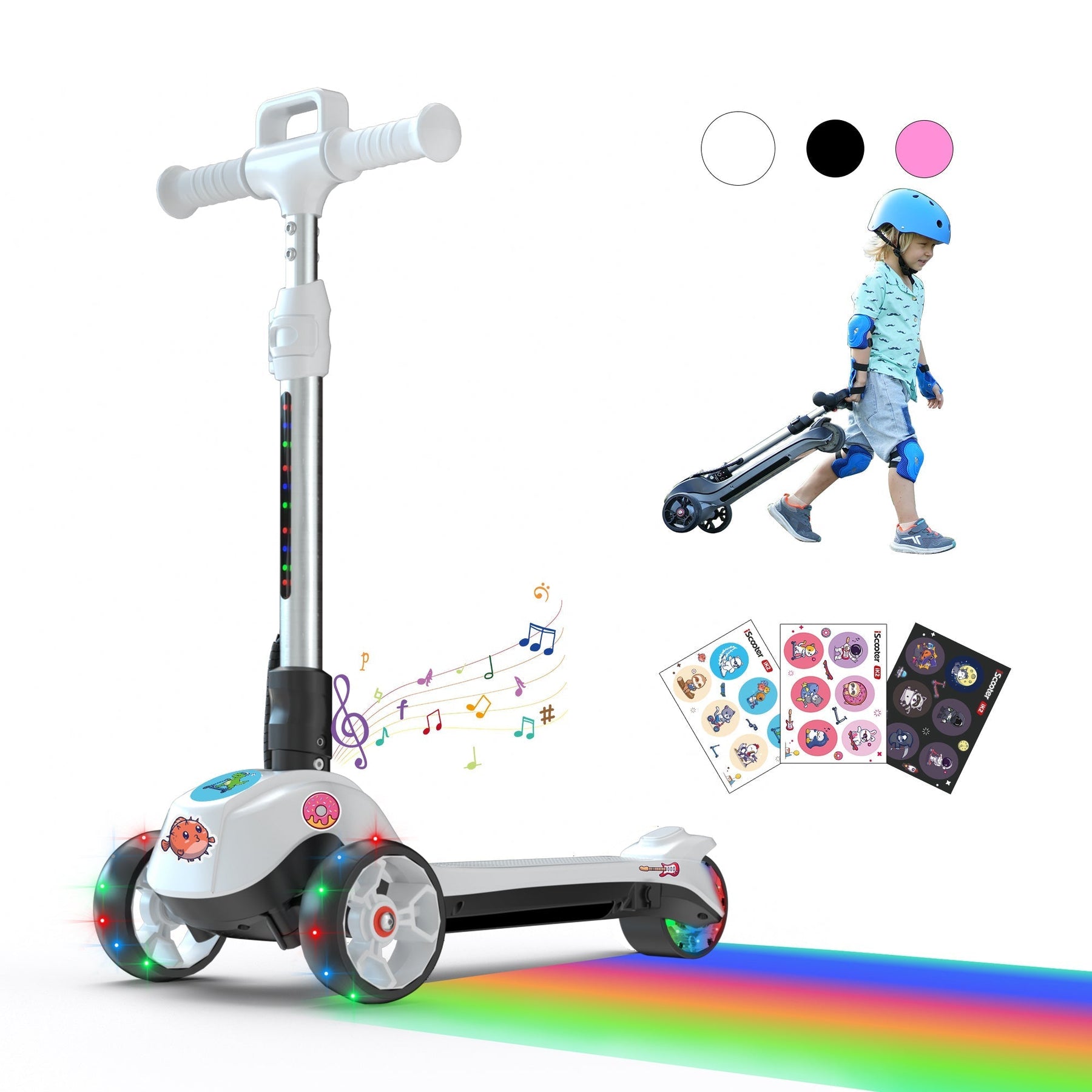 iScooter iK2 Kids Electric Scooter: Adjustable Height, Glowing Wheels, Foldable Fun