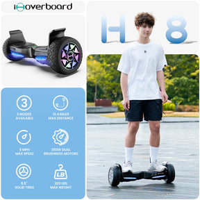 H8 8.5" All-Terrain Hoverboard with Bluetooth Music & LED Lights Self-Balancing