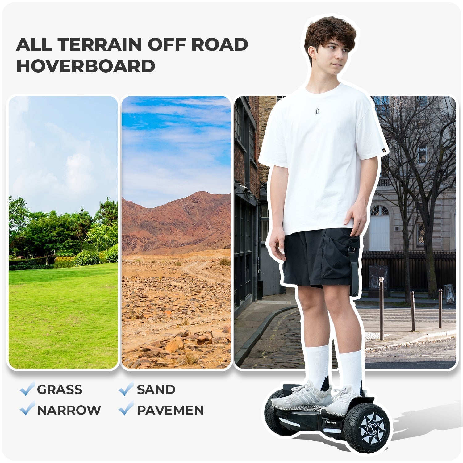 H8 8.5" All-Terrain Hoverboard with Bluetooth Music & LED Lights Self-Balancing